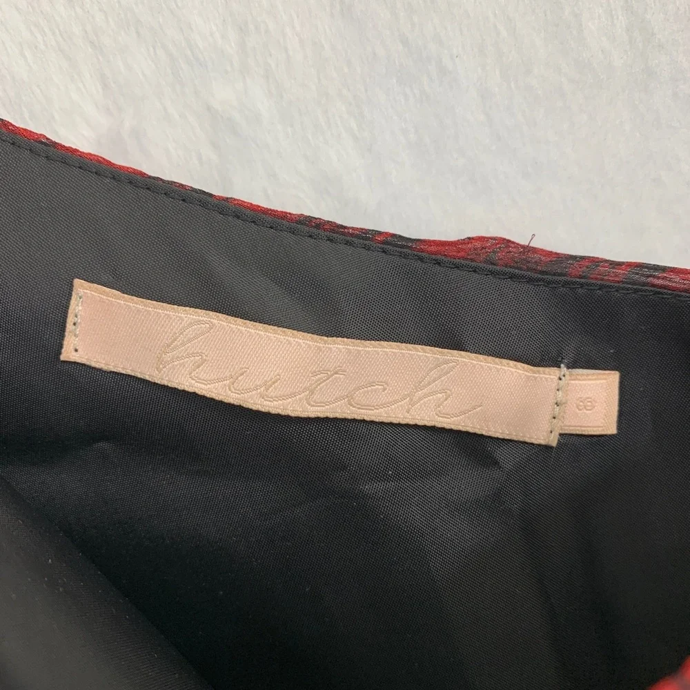 Hutch One Shoulder Silk Red & Black Abstract Cocktail Dress Sz 8